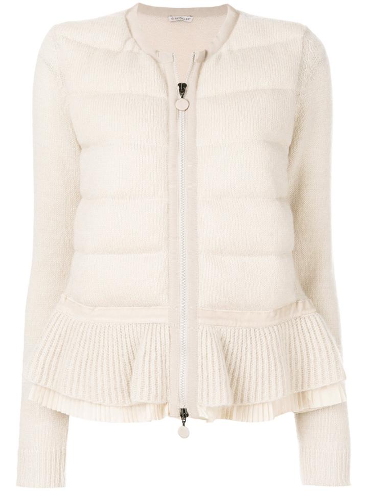 Moncler Flared Hem Knitted Cardigan - Nude & Neutrals