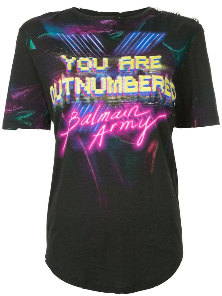Balmain You Are Outnumbered Neon T-shirt - Black