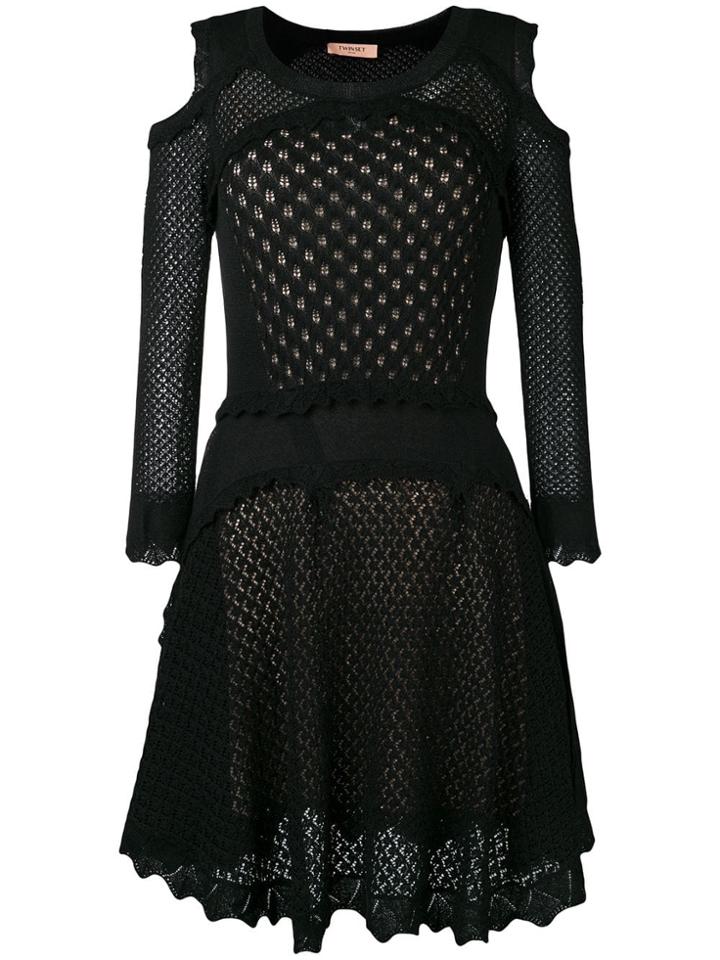 Twin-set Cold Shoulder Knit Dress - Black