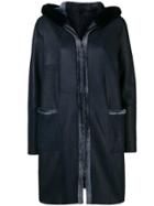 Manzoni 24 Fur Hood Zipped Coat - Blue