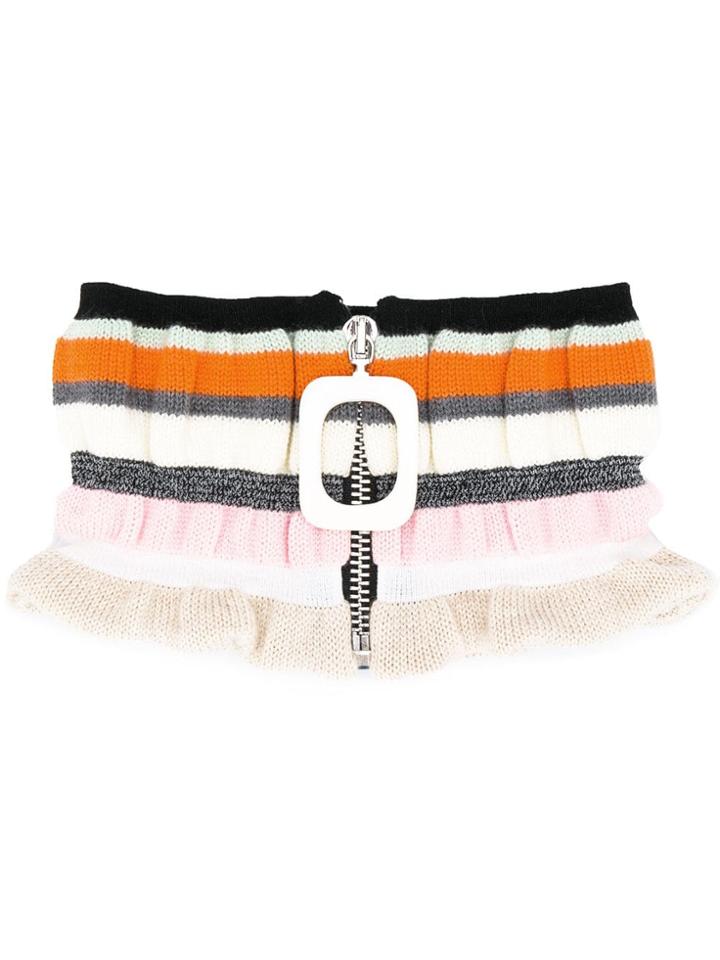 Jw Anderson Striped Knitted Neckband - White