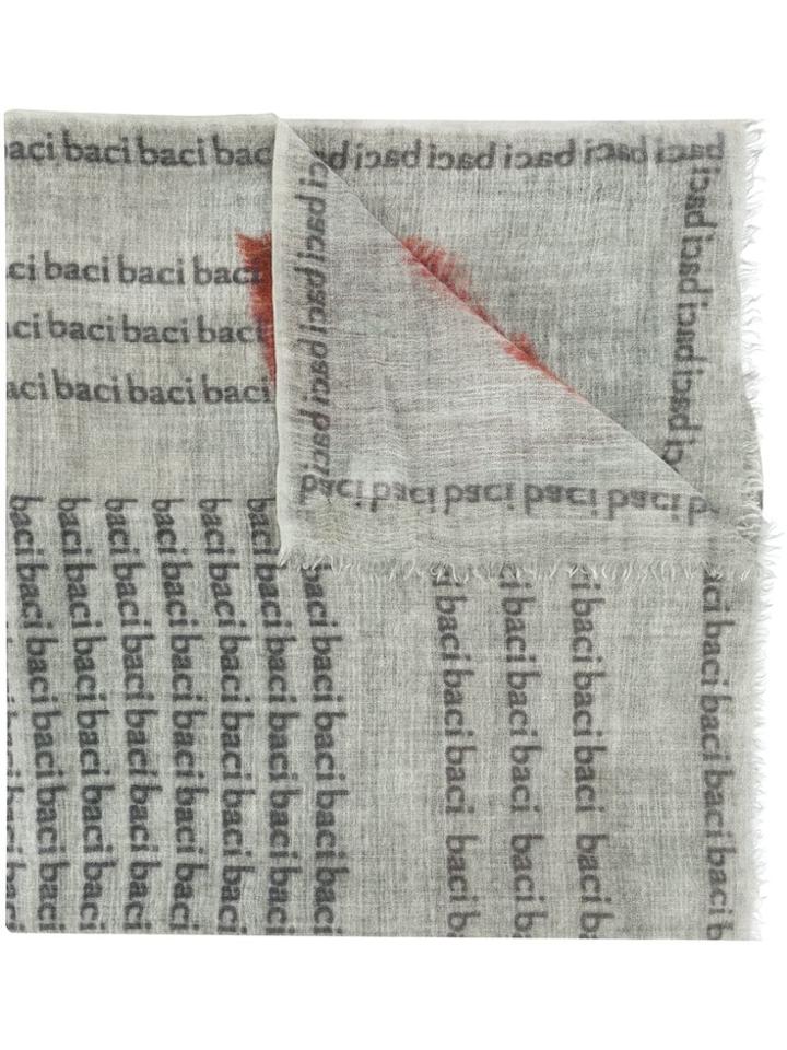 Faliero Sarti Slogan Embroidered Scarf - Grey
