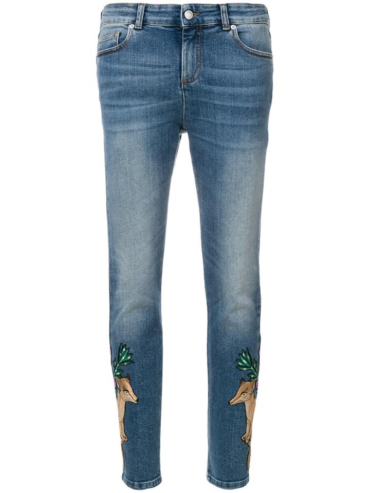 Alexander Mcqueen Animal Patch Skinny Jeans - Blue