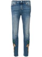 Alexander Mcqueen Animal Patch Skinny Jeans - Blue
