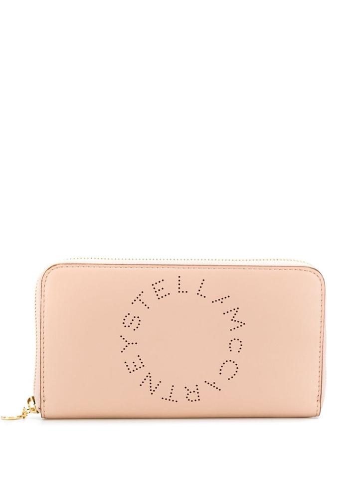 Stella Mccartney Perforated Logo Zip-around Wallet - Neutrals