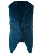 Yves Salomon Sleeveless Jacket, Women's, Size: 38, Blue, Rabbit Fur/cotton