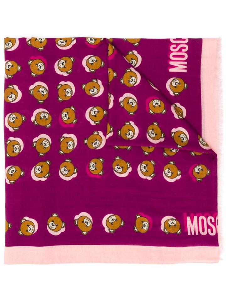Moschino Teddy Print Scarf - Purple
