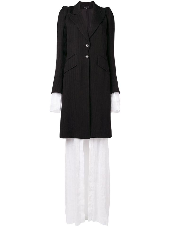 Ann Demeulemeester Striped Single Breasted Layered Coat - Black