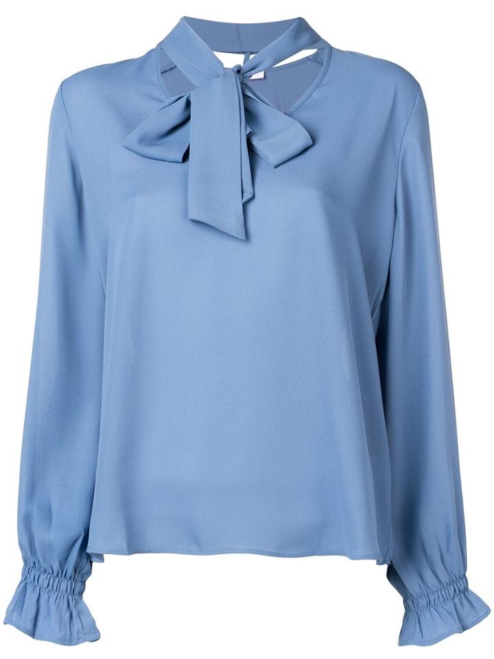 Blugirl Folies Neck-tied Long Sleeve Blouse - Blue