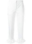 Msgm - Ruched Hems Cropped Trousers - Women - Cotton - 42, Women's, White, Cotton