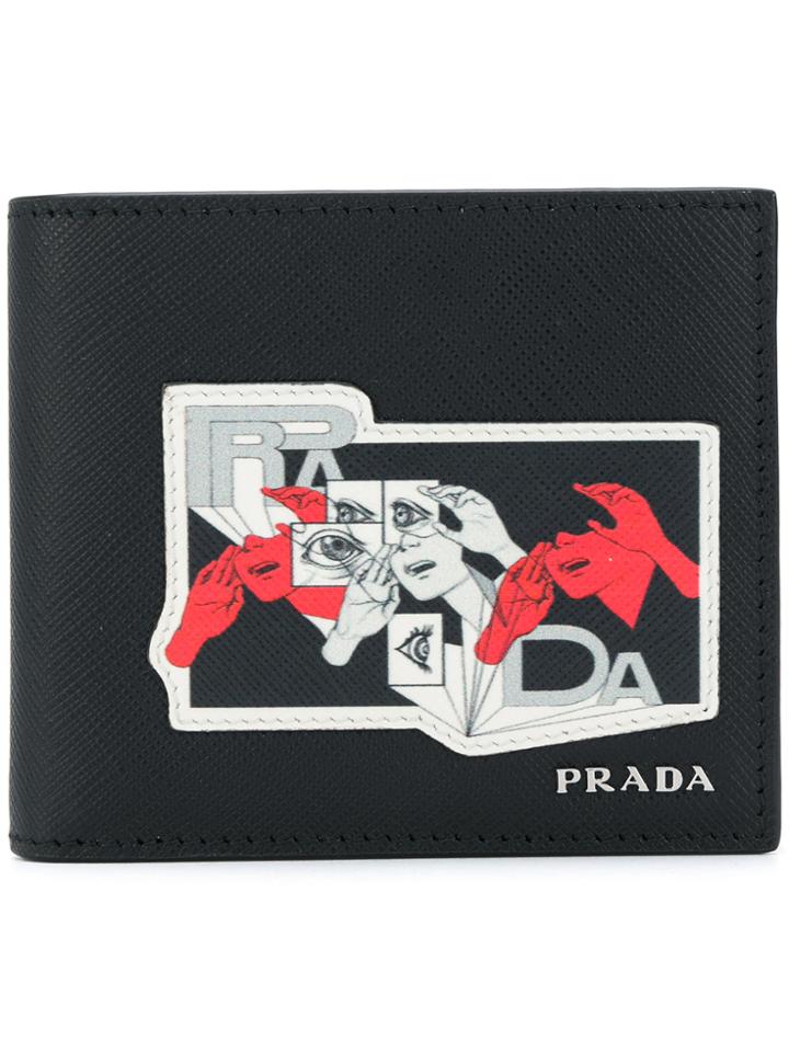 Prada Graphic Logo Print Wallet - Black