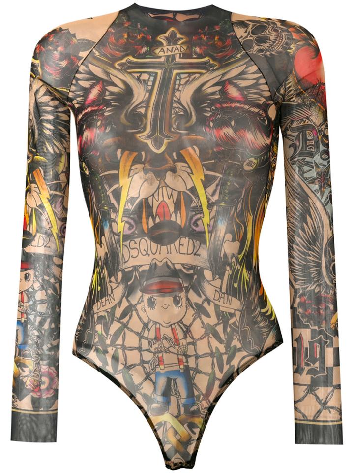 Dsquared2 Tattoo Bodysuit - Black