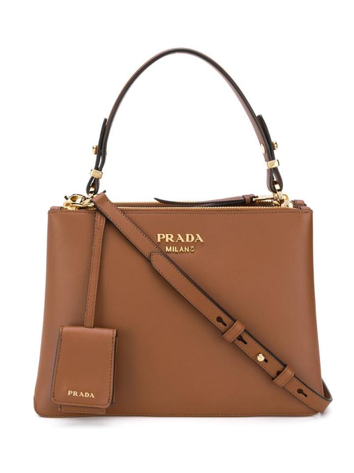 Prada Double Zip Tote - Brown