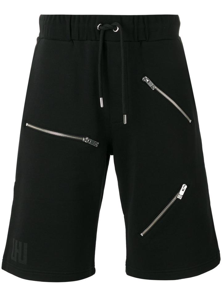 Les Hommes Urban Zip Detail Track Shorts, Men's, Size: Medium, Black, Cotton