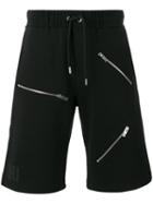 Les Hommes Urban Zip Detail Track Shorts, Men's, Size: Medium, Black, Cotton