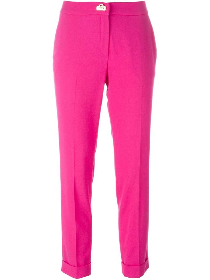 Salvatore Ferragamo Cropped Trousers, Women's, Size: 40, Pink/purple, Silk/acetate/virgin Wool