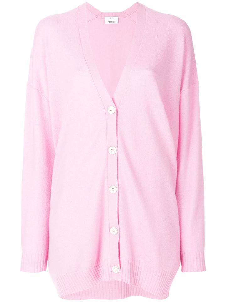 Allude Classic Long Cardigan - Pink & Purple