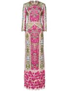 Marchesa Notte Embroidered Floral Dress - Pink