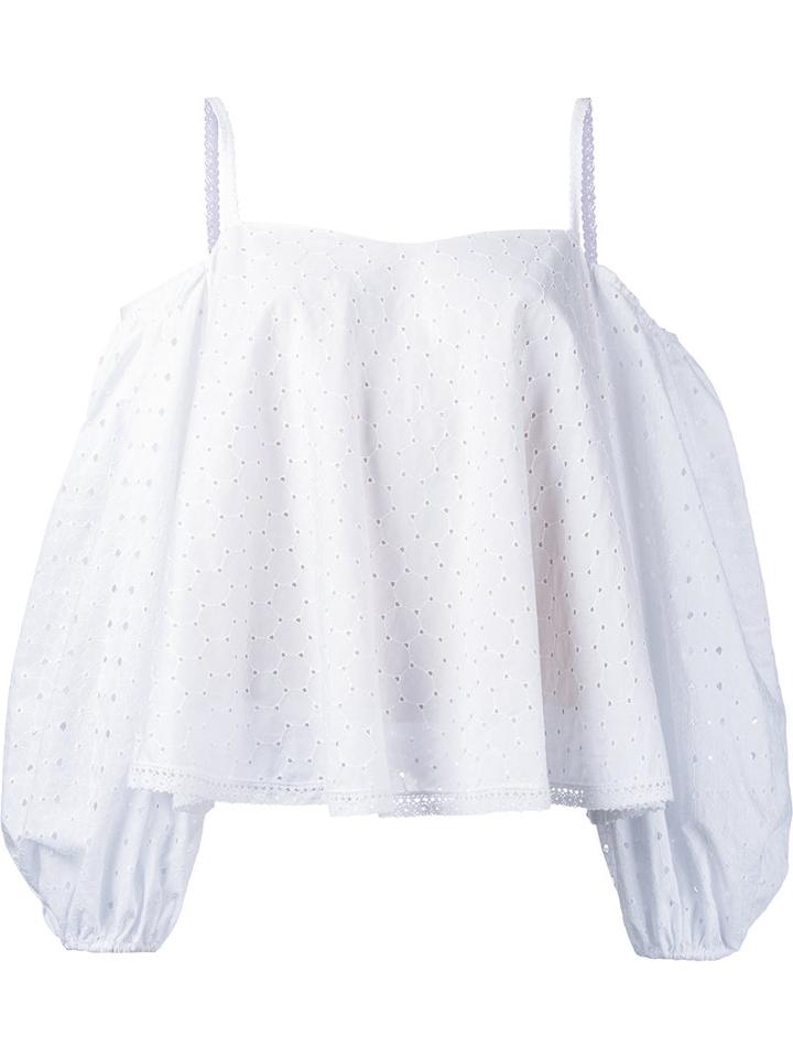 Anna October - Cold Shoulder Blouse - Women - Cotton - S, White, Cotton