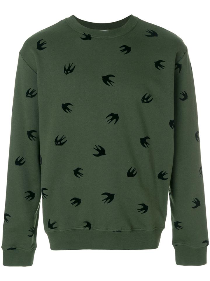 Mcq Alexander Mcqueen Swallow Embellished Sweatshirt - Green