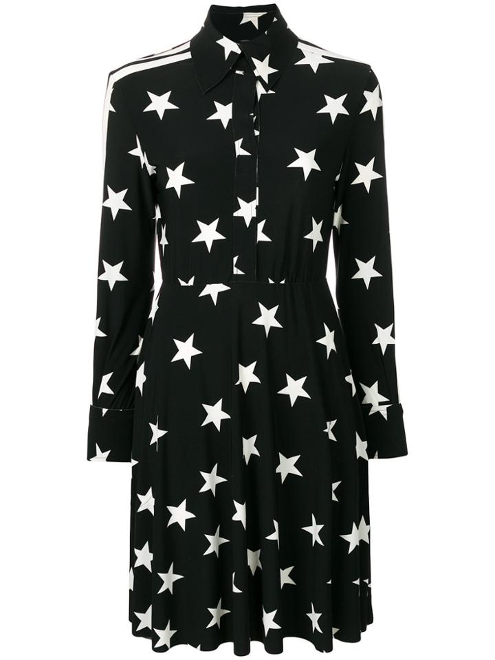 Norma Kamali Star Print Shirt Dress - Black