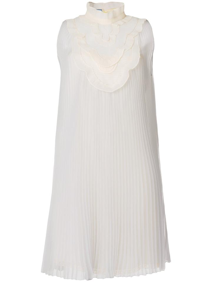 Prada High-neck Pleated Dress - Grey