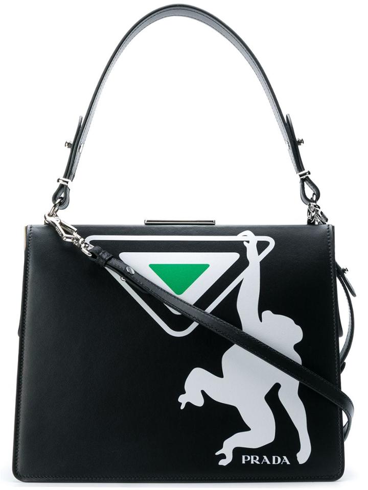 Prada Monkey Printed Shoulder Bag - Black