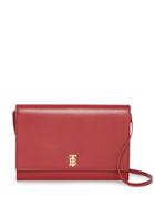 Burberry Monogram Motif Leather Bag With Detachable Strap - Red