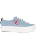 Calvin Klein Jeans Flatform Denim Sneakers - Blue