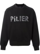 Juun.j Embroidered 'pilier' Logo Sweatshirt, Men's, Size: 50, Black, Cotton