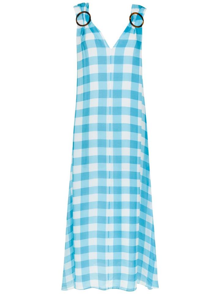 Adriana Degreas Long Checked Dress - Blue