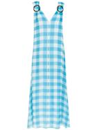 Adriana Degreas Long Checked Dress - Blue