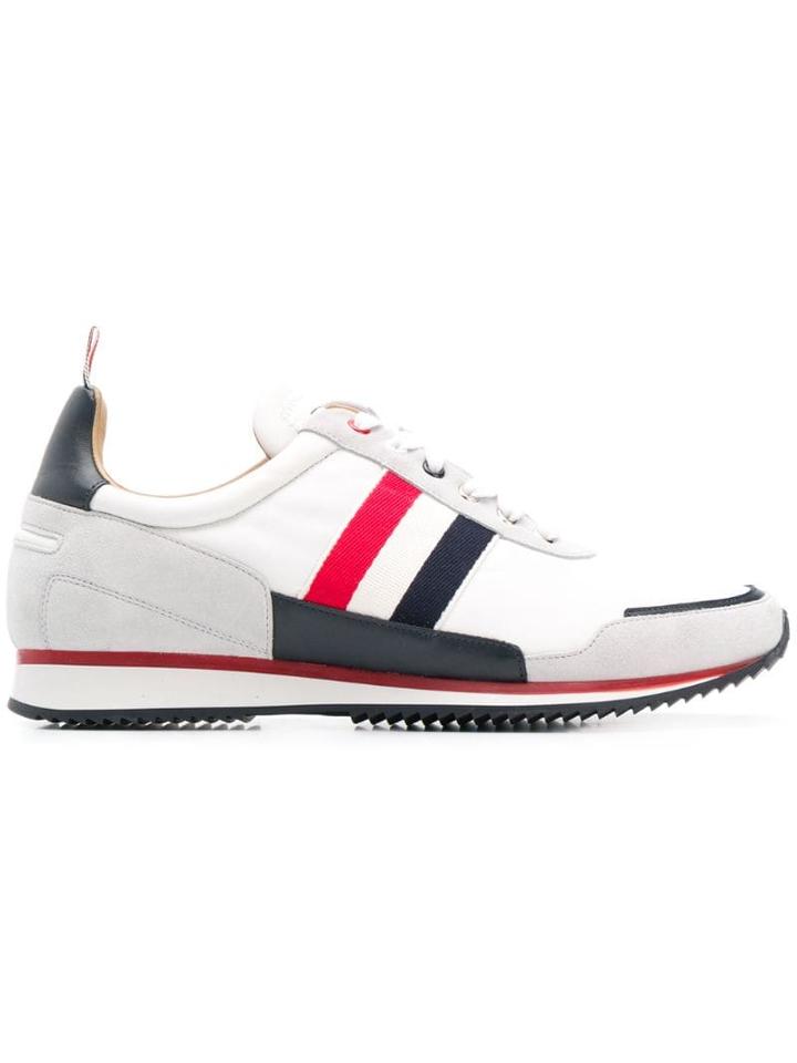 Thom Browne Rwb Stripe Running Sole Jogger - White