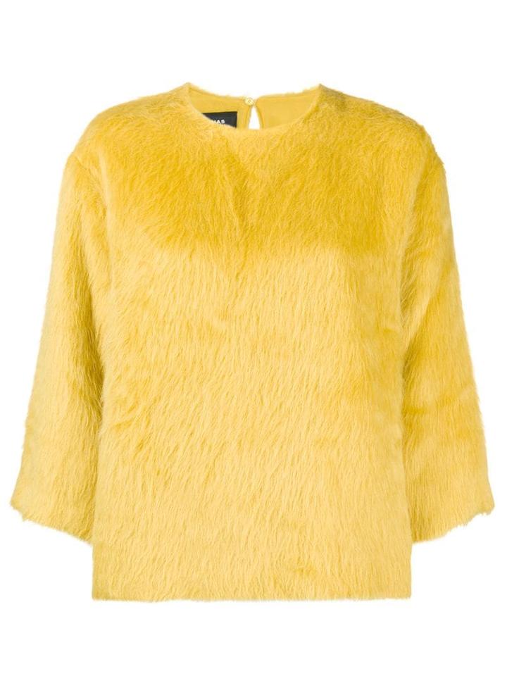 Rochas Round Neck Furry Sweatshirt - Yellow