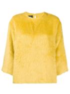 Rochas Round Neck Furry Sweatshirt - Yellow