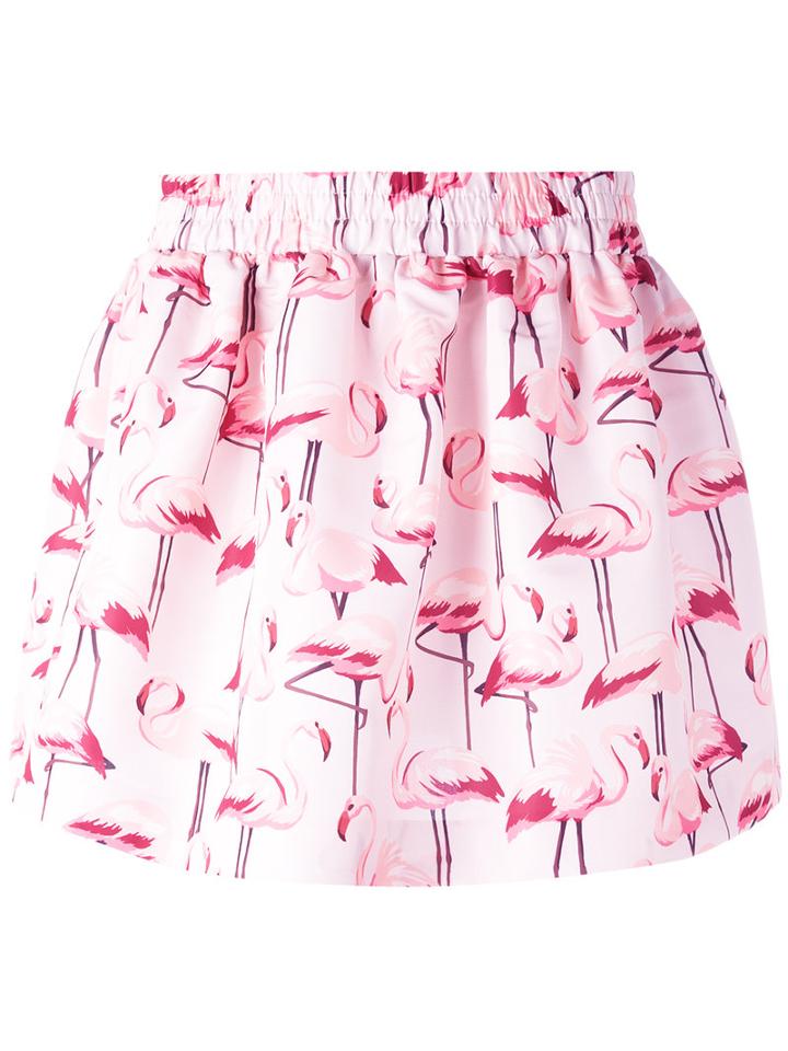 Red Valentino Flamingo Print Skirt, Women's, Size: 38, Pink/purple, Polyester