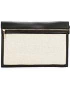 Victoria Beckham Large Front Zip Clutch, Women's, Black, Calf Leather/cotton