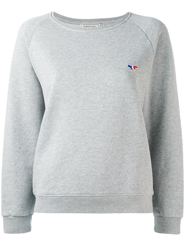 Maison Kitsuné - Embroidered Logo Sweatshirt - Women - Cotton - L, Grey, Cotton
