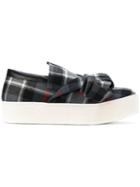 Nº21 Checked Bow Slip-on Sneakers - Grey