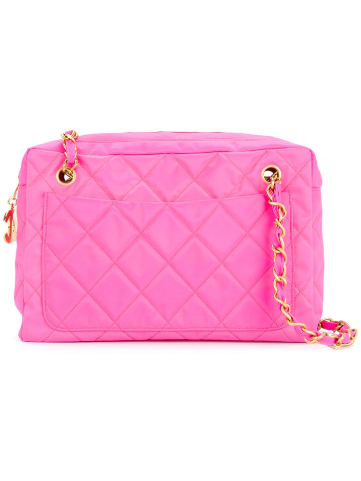 Chanel Vintage Quilted Chain Tote Bag - Pink & Purple