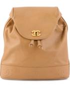 Chanel Vintage Logo Classic Backpack - Nude & Neutrals