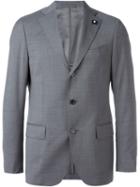 Lardini Three Button Blazer, Men's, Size: 52, Grey, Polyester/cupro/viscose/wool