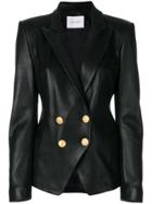 Pierre Balmain Double-breasted Leather Jacket - Black