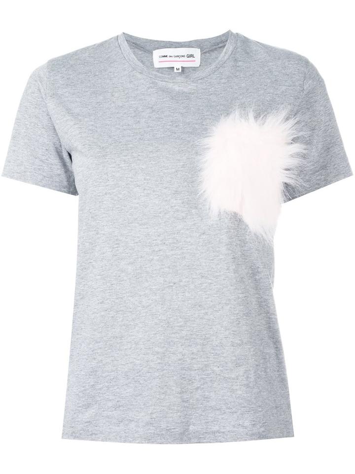 Comme Des Garçons Girl Fur Detail T-shirt, Size: Small, Grey, Cotton/acrylic/polyester