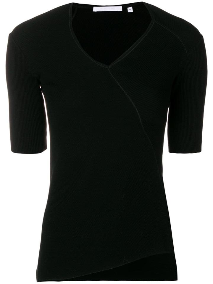 Helmut Lang Ribbed Asymmetric T-shirt - Black