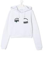 Chiara Ferragni Kids Teen Wink Face Hoodie - White