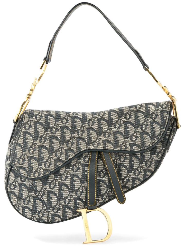 Christian Dior Vintage Trotter Saddle Hand Bag - Blue