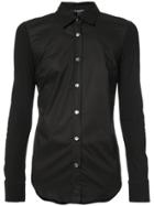Derek Lam Long Sleeve Button-down Shirt With Jersey Sleeves - Black