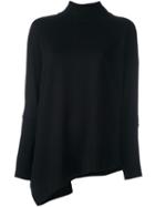 Ann Demeulemeester High Neck Pointy Sweatshirt, Women's, Size: 36, Black, Lyocell/cotton