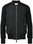 Estnation - Panel Sleeve Bomber Jacket - Men - Cotton/lamb Skin/nylon/cupro - S, Black, Cotton/lamb Skin/nylon/cupro